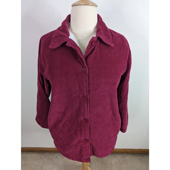 Retro Distressed Corduroy Shirt Jacket Coat For Women